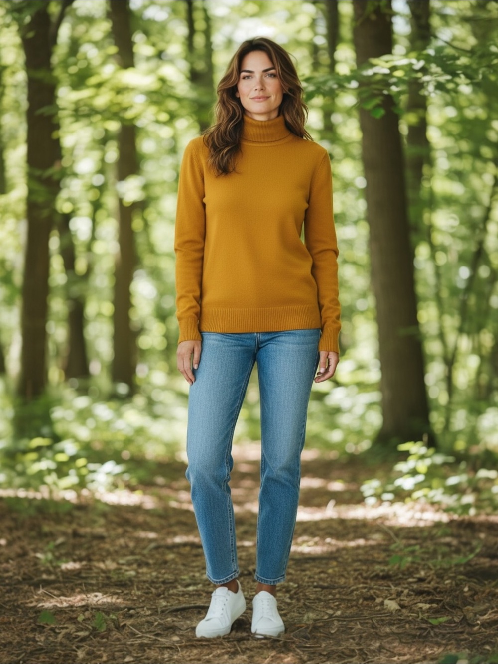 French Connection Women’s Mustard Roll Neck Turtleneck Sweater
